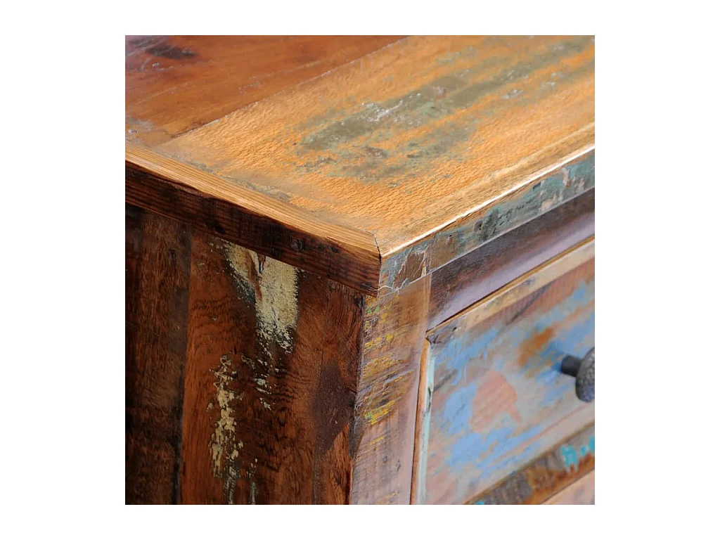 Mesita de noche | Mesilla de noche con 2 cajones madera maciza reciclada