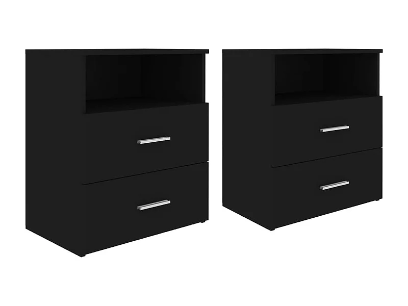 Tables de chevet-Tables de nuit 2 pcs Compartiments ouverts Noir 50x32x60 cm