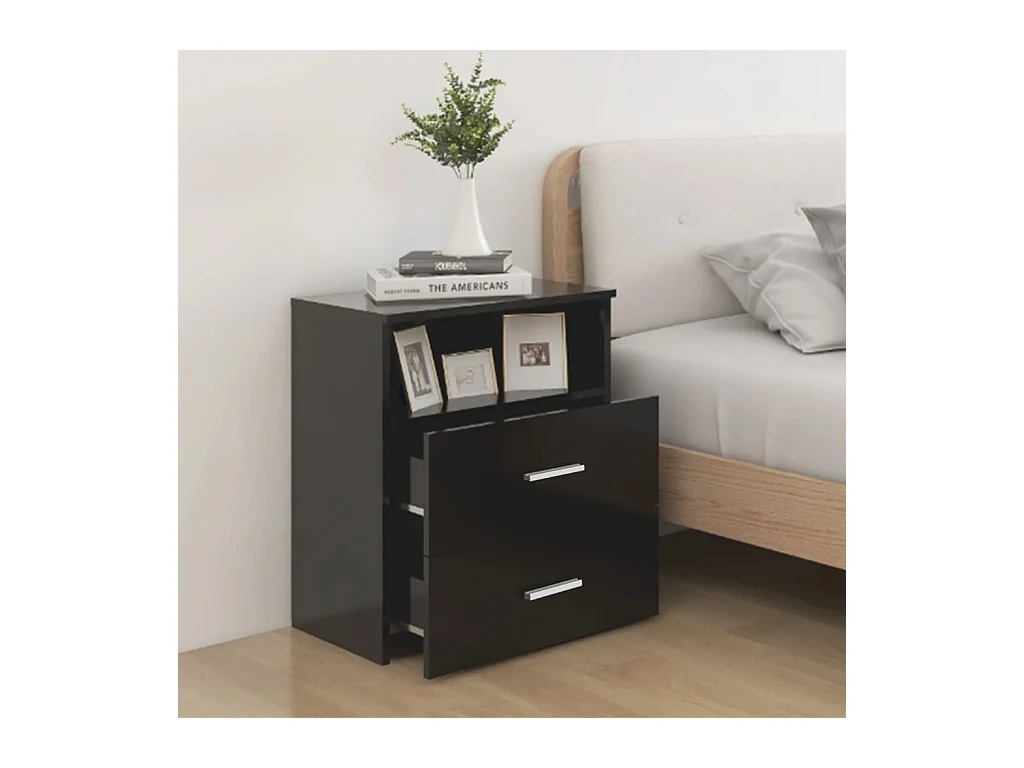 Tables de chevet-Tables de nuit 2 pcs Compartiments ouverts Noir 50x32x60 cm