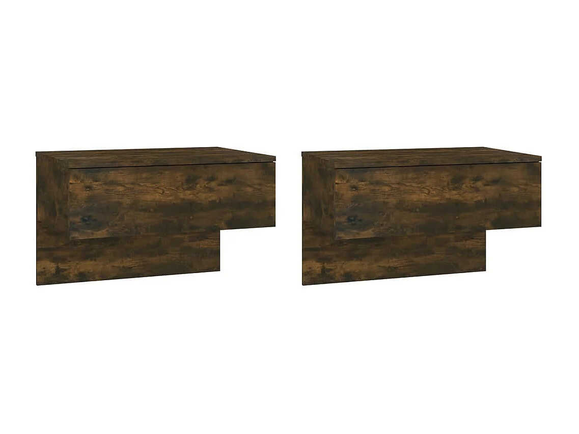 Nachttisch hängend 2er Set | Wand-Nachttische Räuchereiche SHL23461