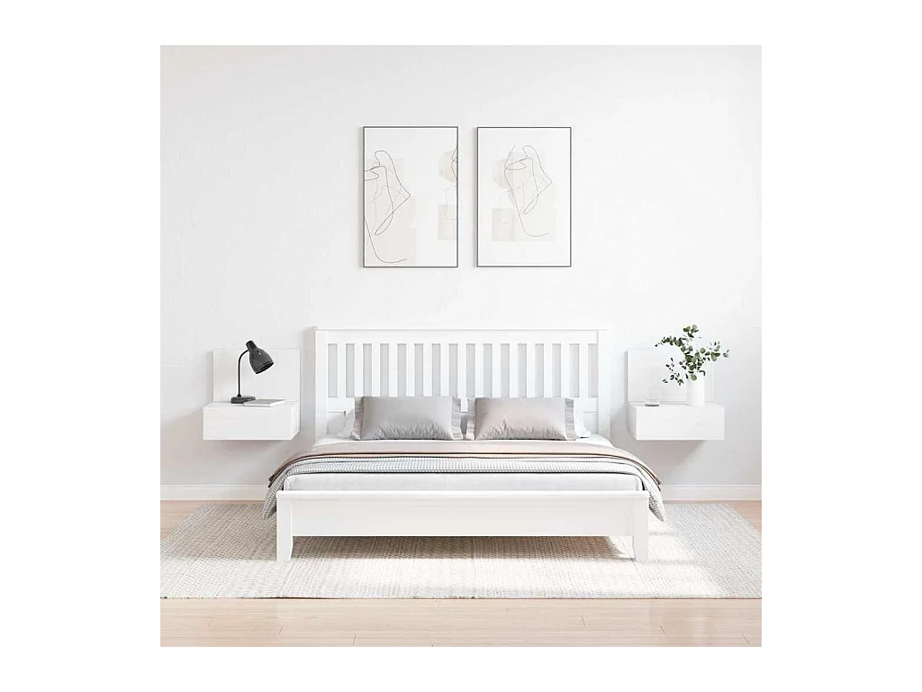 Mesa de Noche | Mesa auxiliar con cajón 2 uds. Blanco 42x32.5x40 cm