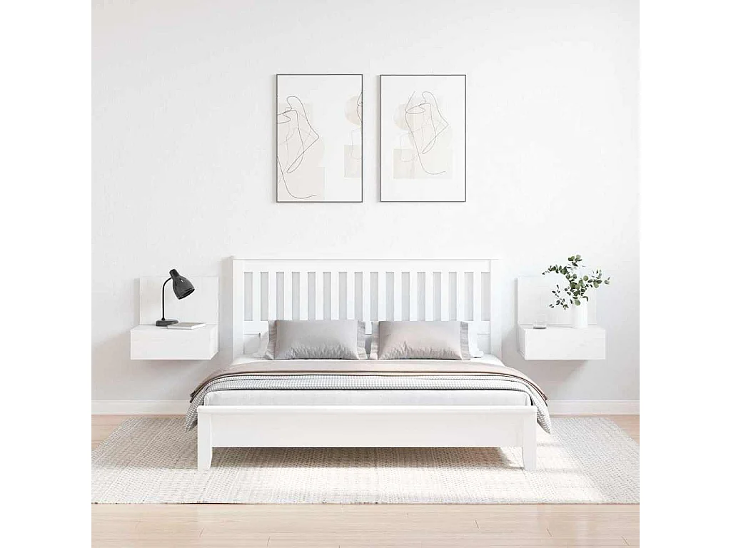 Mesa de Noche | Mesa auxiliar con cajón 2 uds. Blanco 42x32.5x40 cm