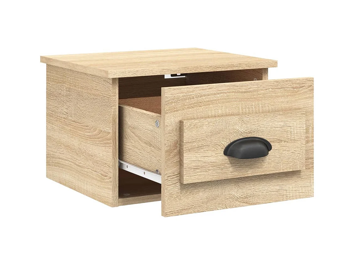 Mesita de noche | Mesilla de noche de pared color roble Sonoma 41,5x36x28 cm