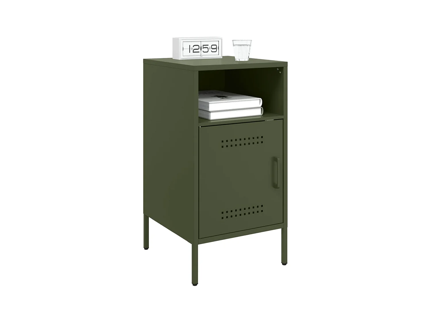 Mesitas de noche | Mesilla de noche 2 unidades acero verde oliva 36x39x68 cm