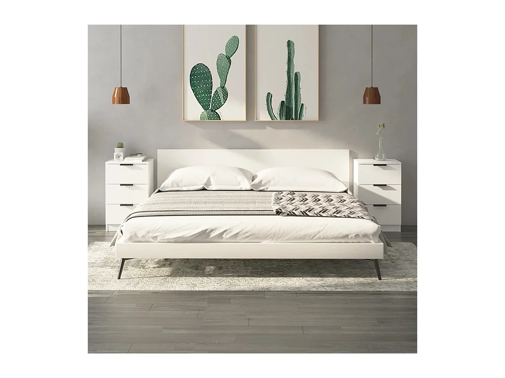 Mesitas de noche | Mesilla de noche 2 unidades color blanco 40x36x65 cm