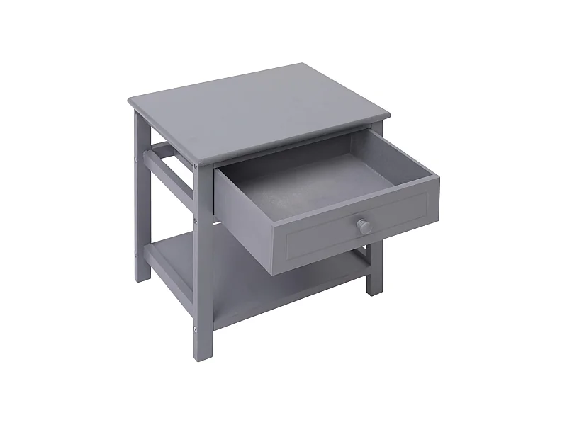 Mesita de noche | Mesilla de noche madera de Paulownia gris 40x29x42 cm