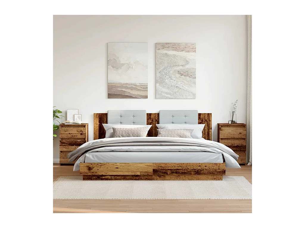 Mesitas de noche | Mesilla de noche 2uds madera ingeniería envejecida 40x35x62,5cm