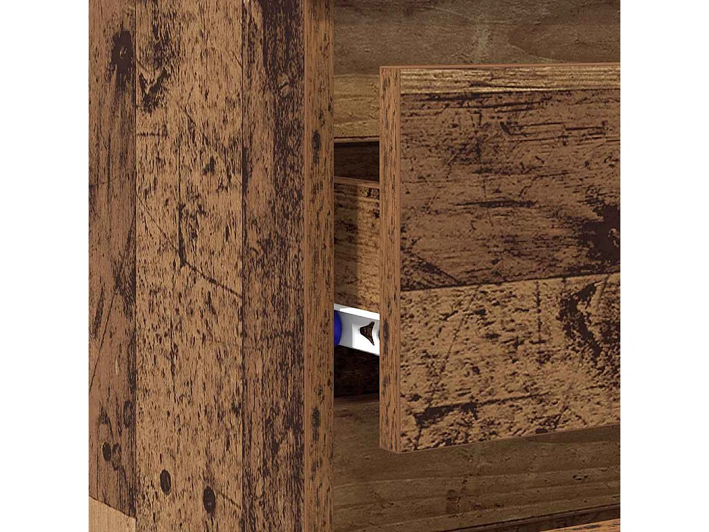 Nachttisch 2er Set-Beistelltisch-Nachttischkommode Altholz-Optik 40x35x62,5 cm Holzwerkstoff SHL86008