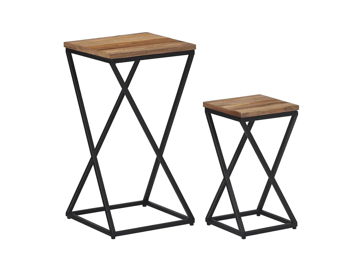 Mesas auxiliares 2 piezas teca reciclada maciza