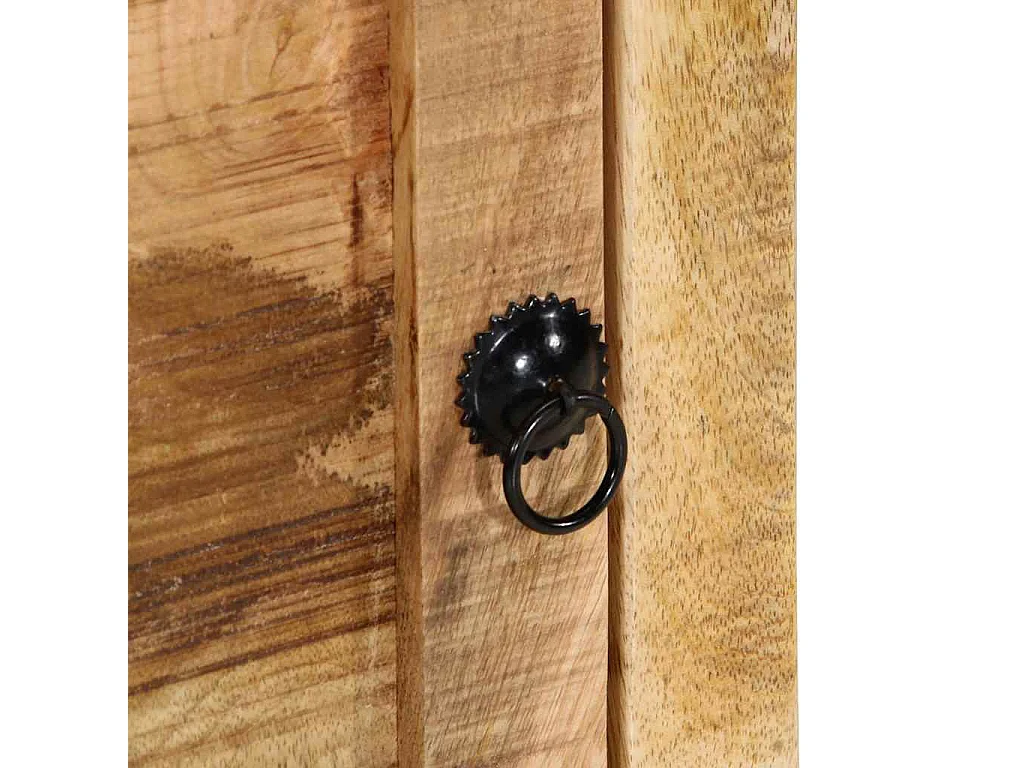 Nachttisch 2er Set-Beistelltisch 40x32x46 cm Raues Massivholz Mango SHL40690