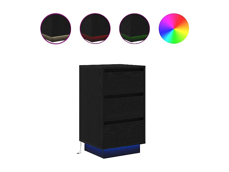 Nachttisch-Beistelltisch mit LED-Leuchten Schwarz 38x34x65 cm SHL54635