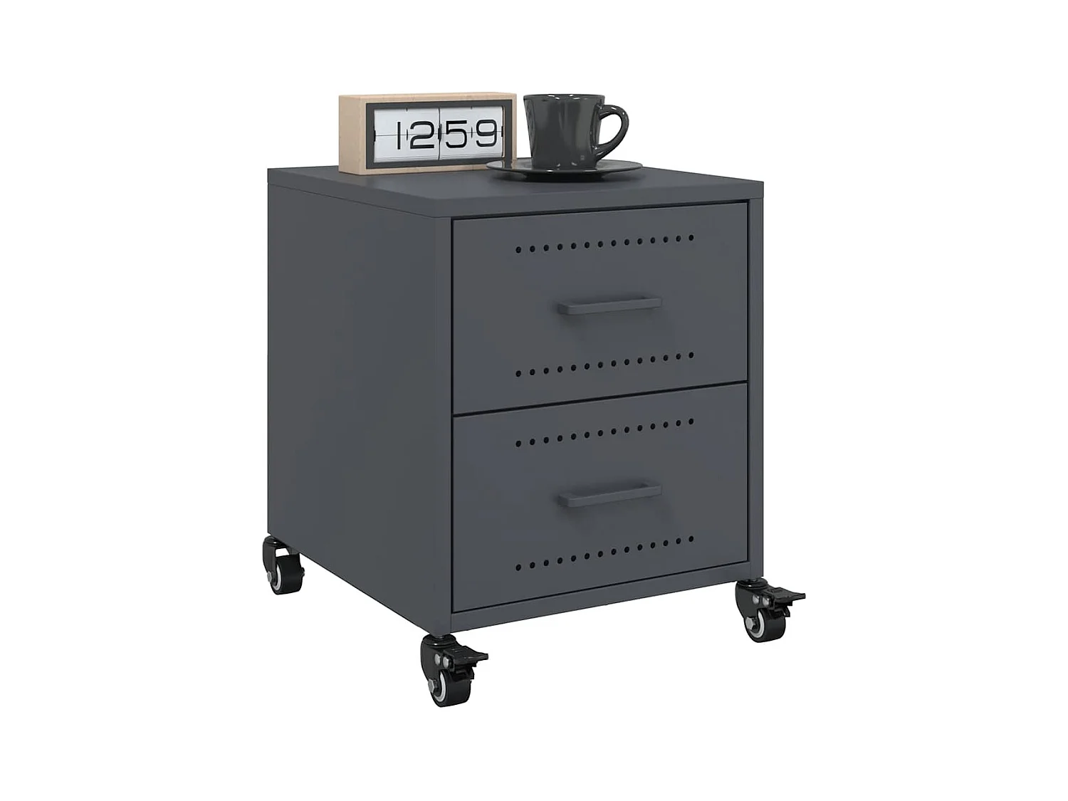 Tables de chevet lot de 2 avec tiroirs anthracite 36x39x43,5 cm acier