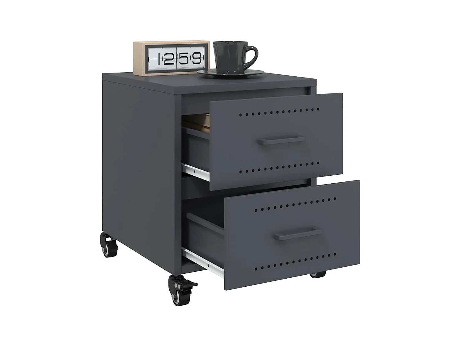 Tables de chevet lot de 2 avec tiroirs anthracite 36x39x43,5 cm acier