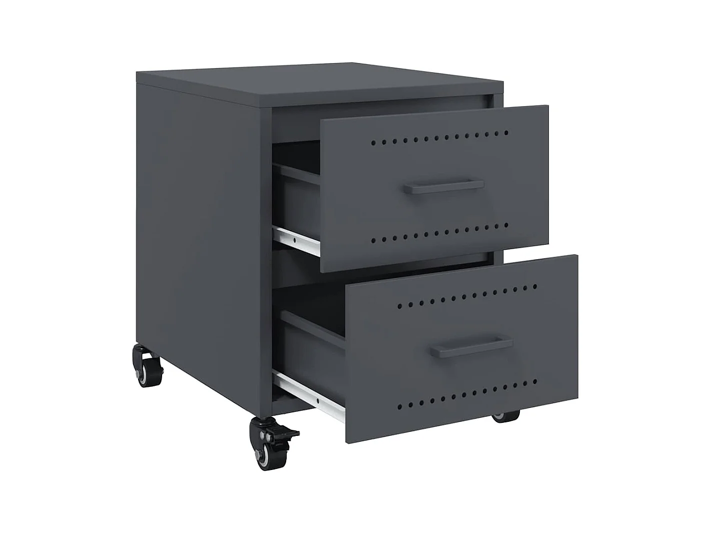 Tables de chevet lot de 2 avec tiroirs anthracite 36x39x43,5 cm acier