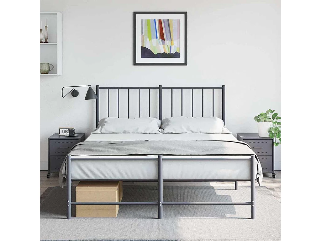 Nachttisch 2er Set-Beistelltisch-Nachttischkommode Anthrazit 36x39x43,5 cm Stahl SHL31112