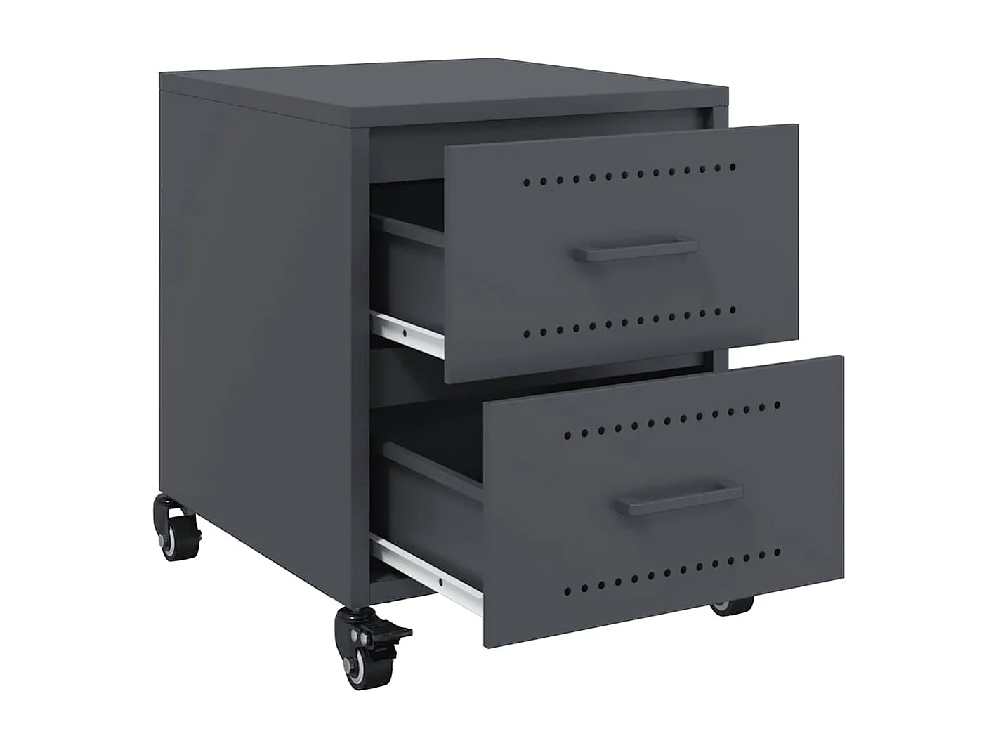 Nachttisch 2er Set-Beistelltisch-Nachttischkommode Anthrazit 36x39x43,5 cm Stahl SHL31112