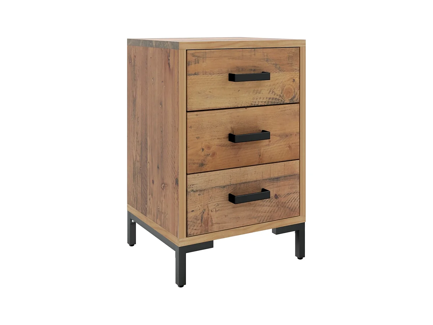 Mesita de noche | Mesilla de noche madera maciza pino reciclada marrón 40x30x55 cm