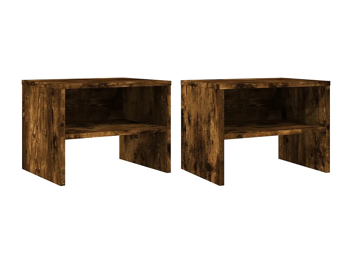 Tables de chevet lot de 2 avec compartiments ouverts Chêne fumé 40x30x30 cm Bois d'ingénierie