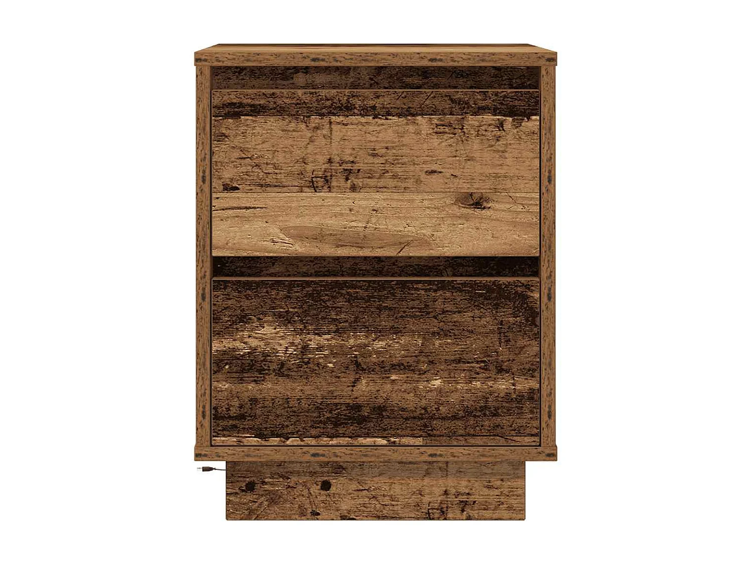 Mesillas de noche | Mesita de noche con luces LED 2 uds madera vieja 38x34x50 cm