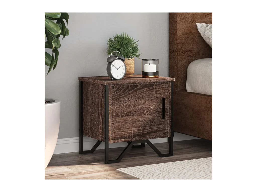 Mesita de noche | Mesilla de noche madera de ingeniería marrón roble 40x30x40 cm