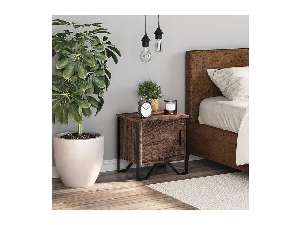 Mesita de noche | Mesilla de noche madera de ingeniería marrón roble 40x30x40 cm