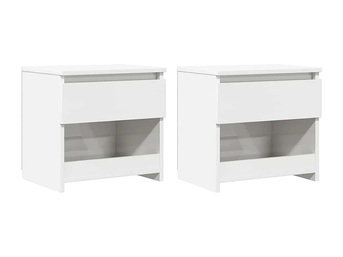 Mesitas de noche | Mesilla de noche 2 uds contrachapada blanco brillo 40x30x30 cm