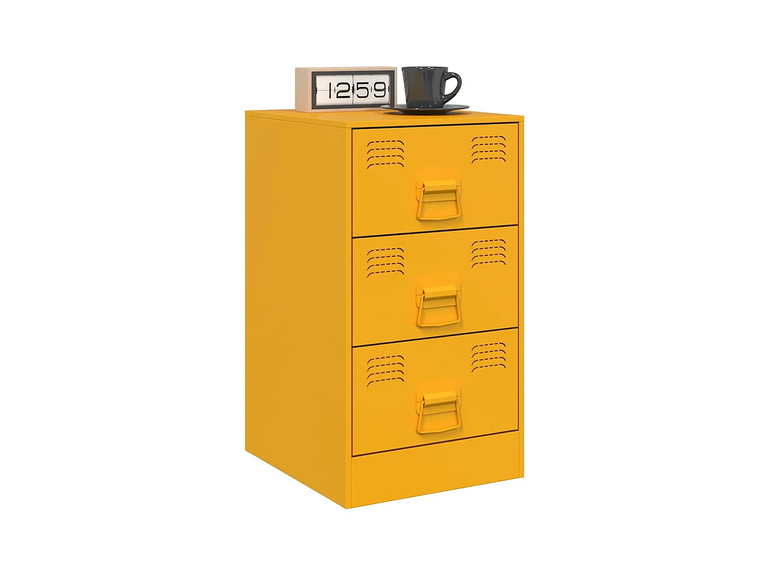 Mesita de noche | Mesilla de noche acero amarillo mostaza 34,5x39x62 cm