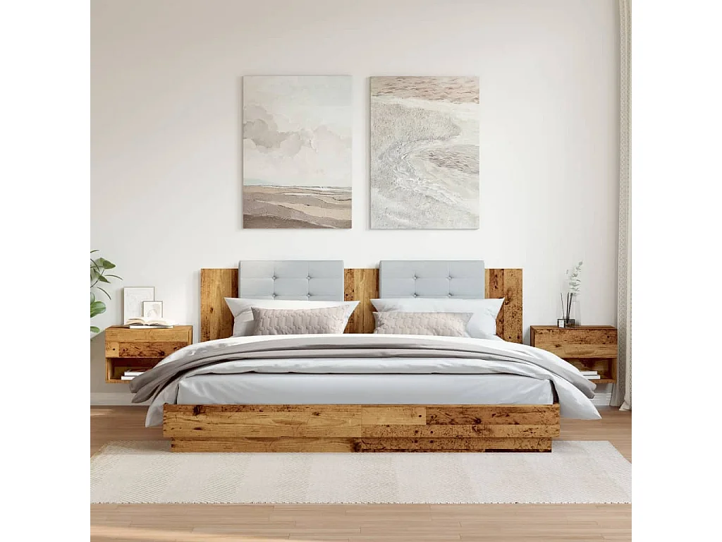 Mesita de noche | Mesilla de noche de pared madera envejecida