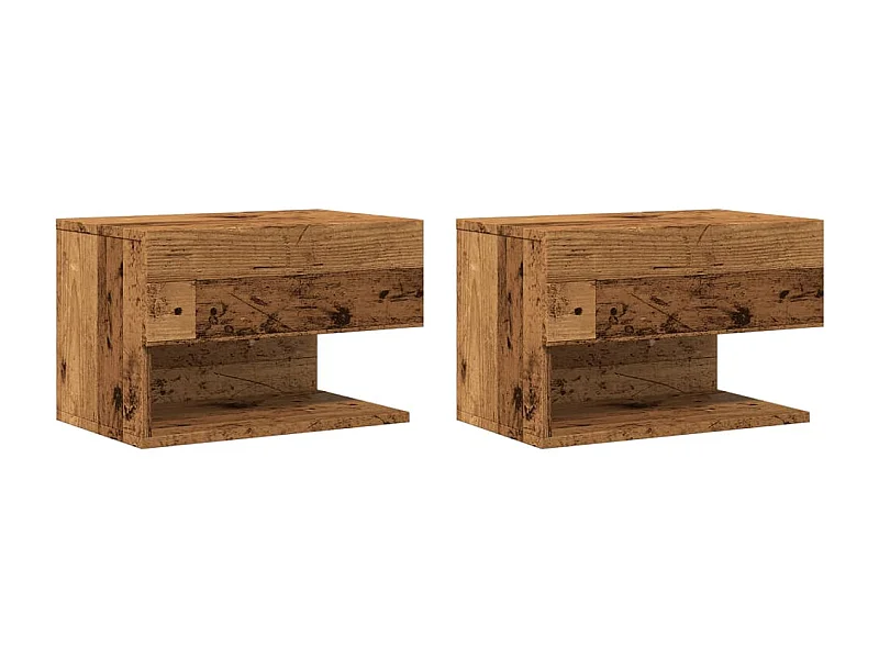 Nachttisch hängend 2er Set | Wand-Nachttische Altholz-Optik SHL30024