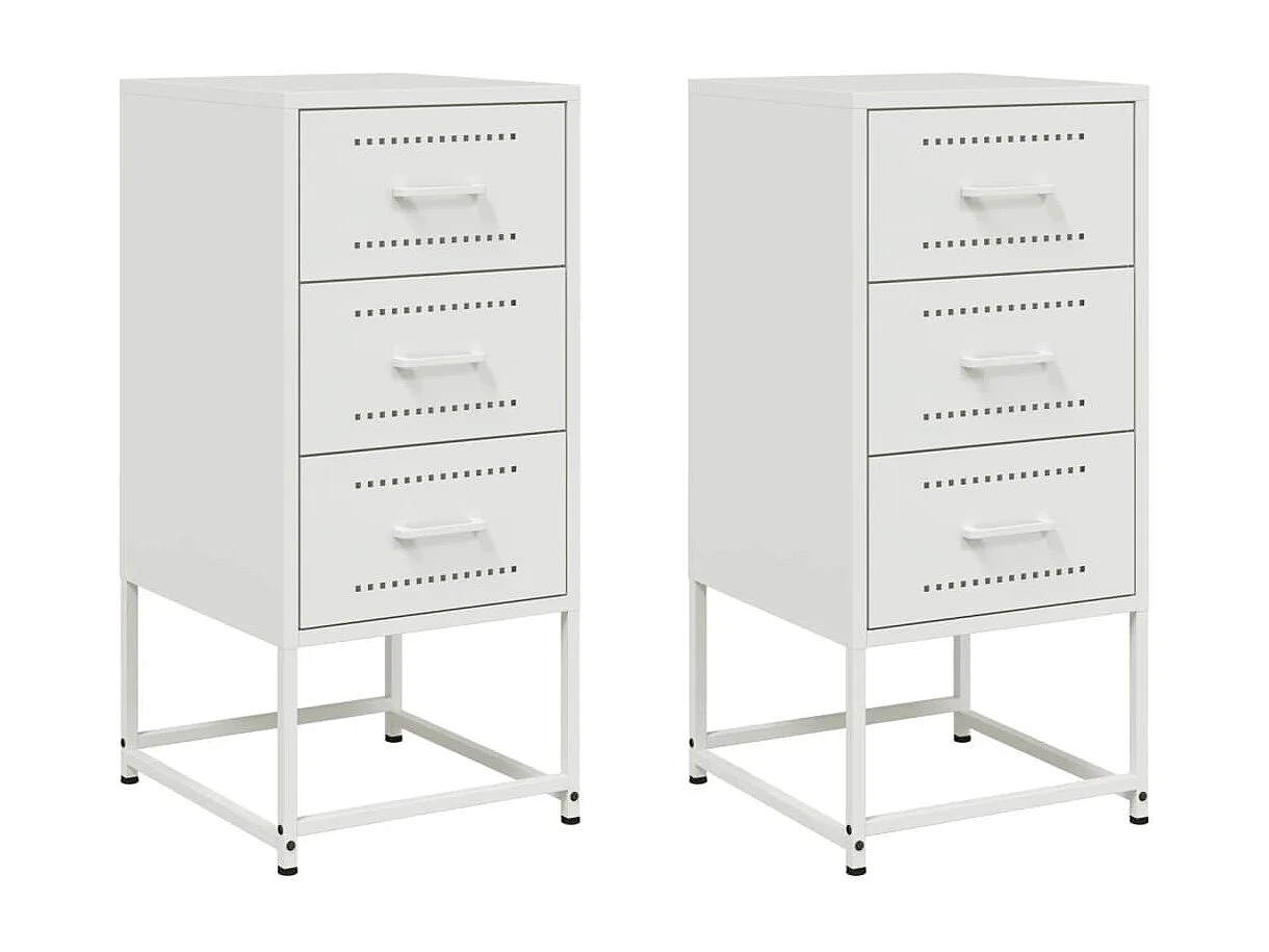 Nachttisch 2er Set-Beistelltisch-Nachttischkommode Weiß 36x39x78 cm Stahl SHL45387
