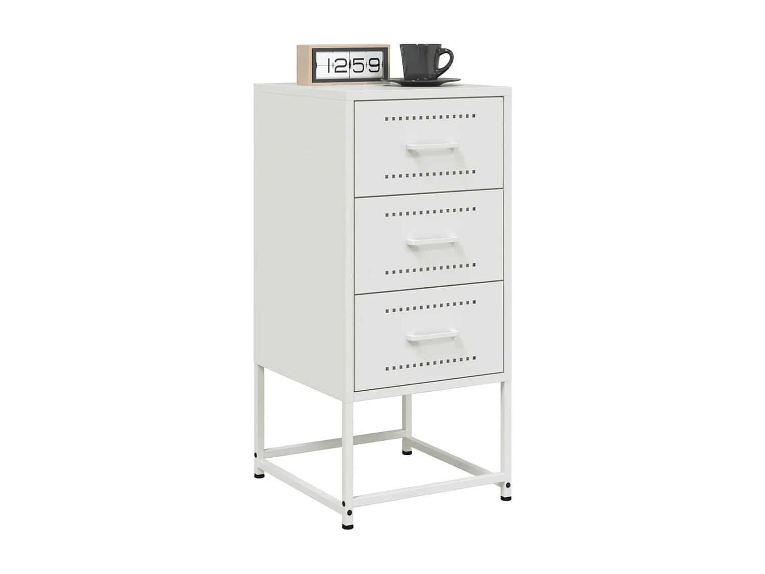 Nachttisch 2er Set-Beistelltisch-Nachttischkommode Weiß 36x39x78 cm Stahl SHL45387