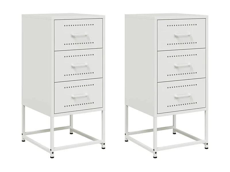 Tables de chevet lot de 2 avec tiroirs blanc 36x39x78 cm acier
