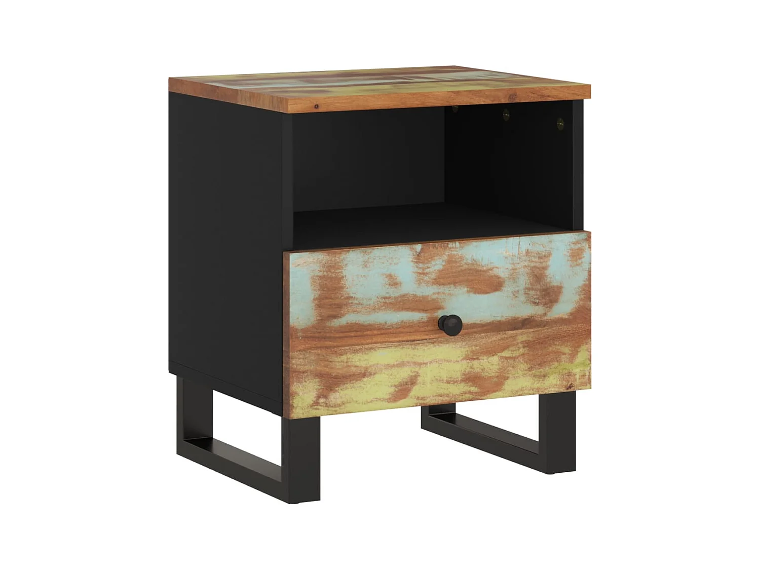 Mesita de noche | Mesilla de noche madera maciza reciclada y madera contrachapada