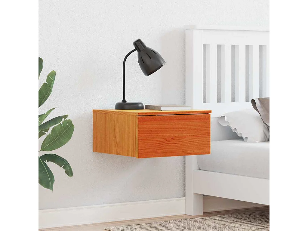 Mesa de Noche | Mesa auxiliar con cajón 2 uds. Marrón cera 37x35x18.5 cm