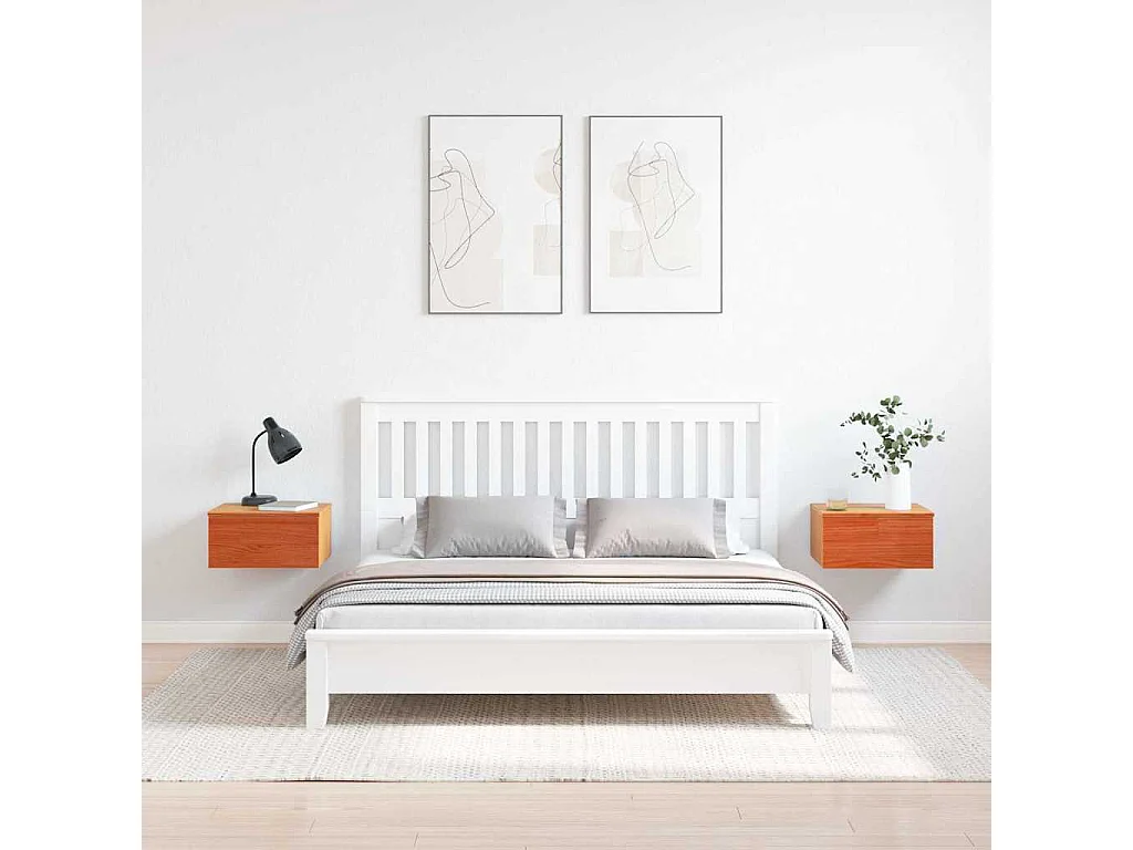 Mesa de Noche | Mesa auxiliar con cajón 2 uds. Marrón cera 37x35x18.5 cm