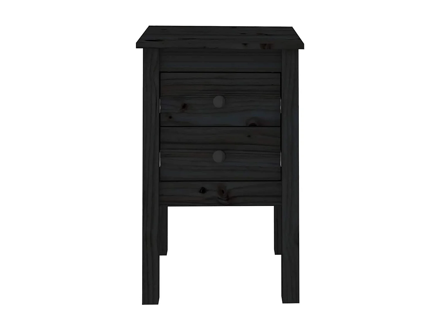 Nachttisch 2er Set-Beistelltisch-Nachttischkommode Schwarz 40x35x61,5 cm Massivholz Kiefer SHL42959