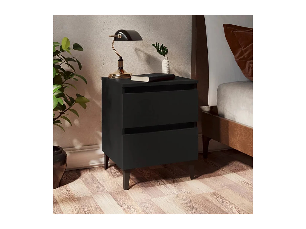 Mesitas de noche | Mesilla de noche 2 uds madera contrachapada negro 40x35x50 cm