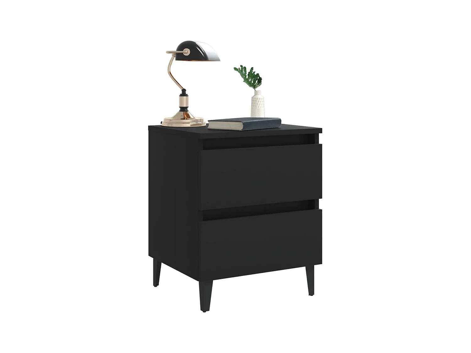 Mesitas de noche | Mesilla de noche 2 uds madera contrachapada negro 40x35x50 cm