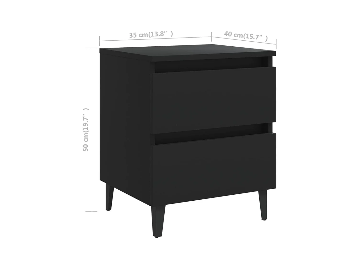 Mesitas de noche | Mesilla de noche 2 uds madera contrachapada negro 40x35x50 cm