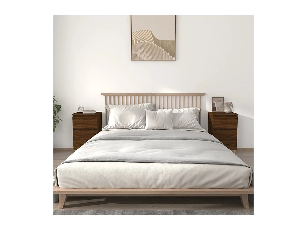 Tables de chevet lot de 2 avec tiroirs chêne marron 40x35x70 cm