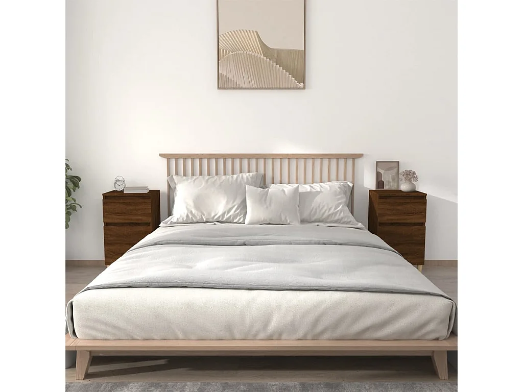 Nachttisch 2er Set-Beistelltisch-Nachttischkommode Braun Eichen-Optik 40x35x70 cm SHL27299