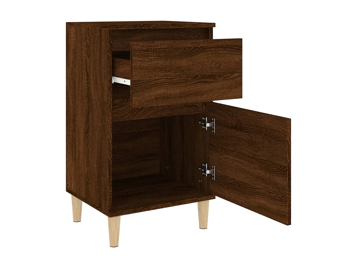 Nachttisch 2er Set-Beistelltisch-Nachttischkommode Braun Eichen-Optik 40x35x70 cm SHL27299