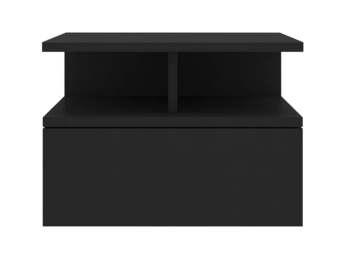 Tables de chevet flottantes-Tables de nuit murale 2 pcs Noir Bois d'ingénierie