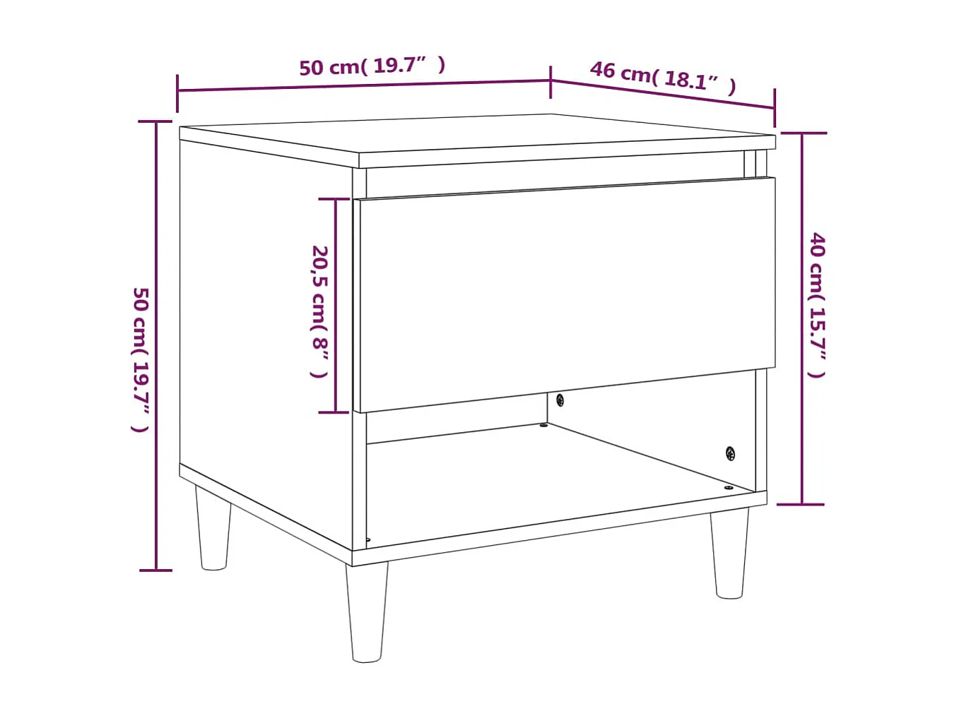 Nachttisch 2er Set-Beistelltisch-Nachttischkommode Grau Sonoma 50x46x50 cm Holzwerkstoff SHL65915