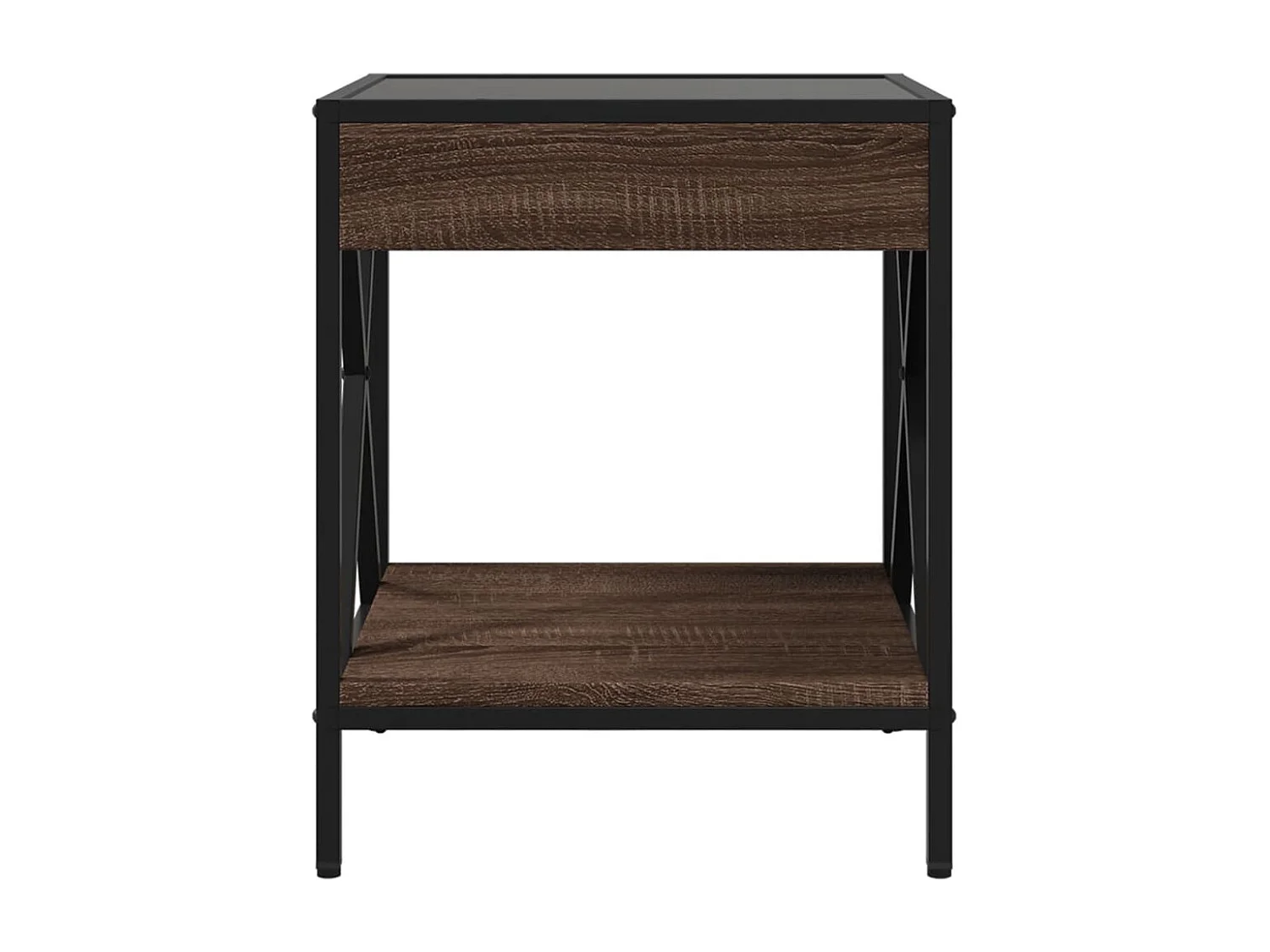 Mesita de noche | Mesilla de noche con Infinity LED marrón roble 40x40x49 cm