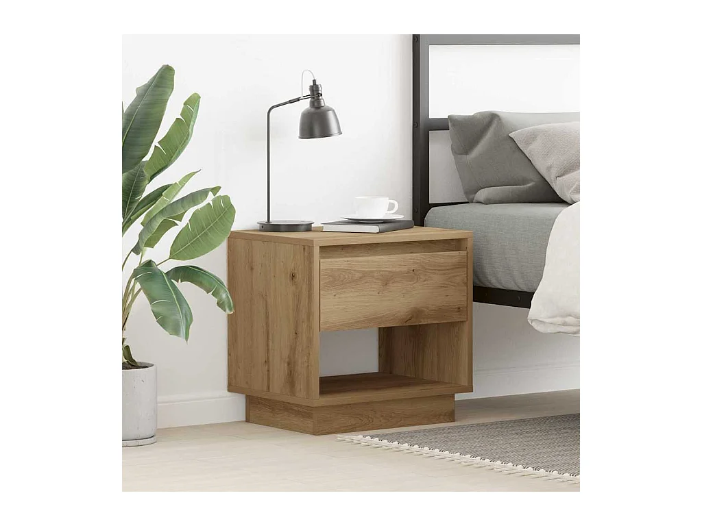 Table de chevet-Table d'appoint chêne artisanal 45x34x44 cm Bois d'ingénierie