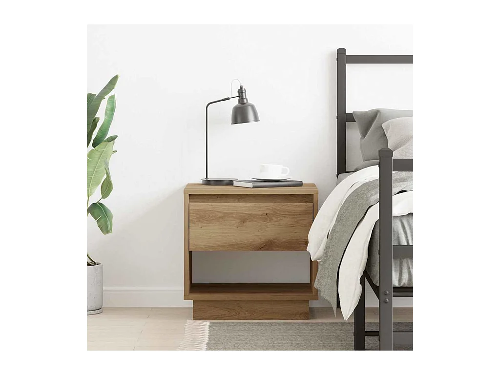 Mesita de noche | Mesilla de noche con cajón Roble artisan 45x34x44 cm