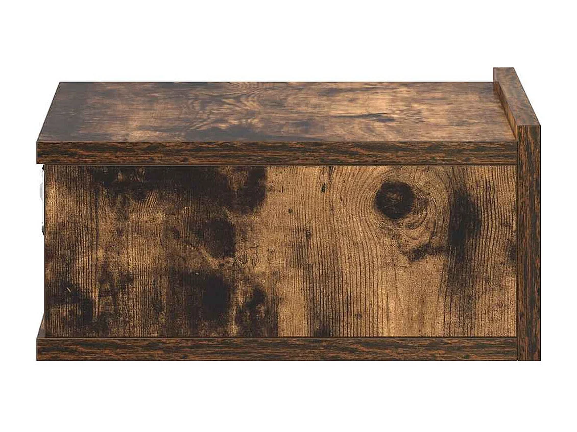 Mesita de noche | Mesilla de noche flotante 2 uds madera roble ahumado 40x30x15cm