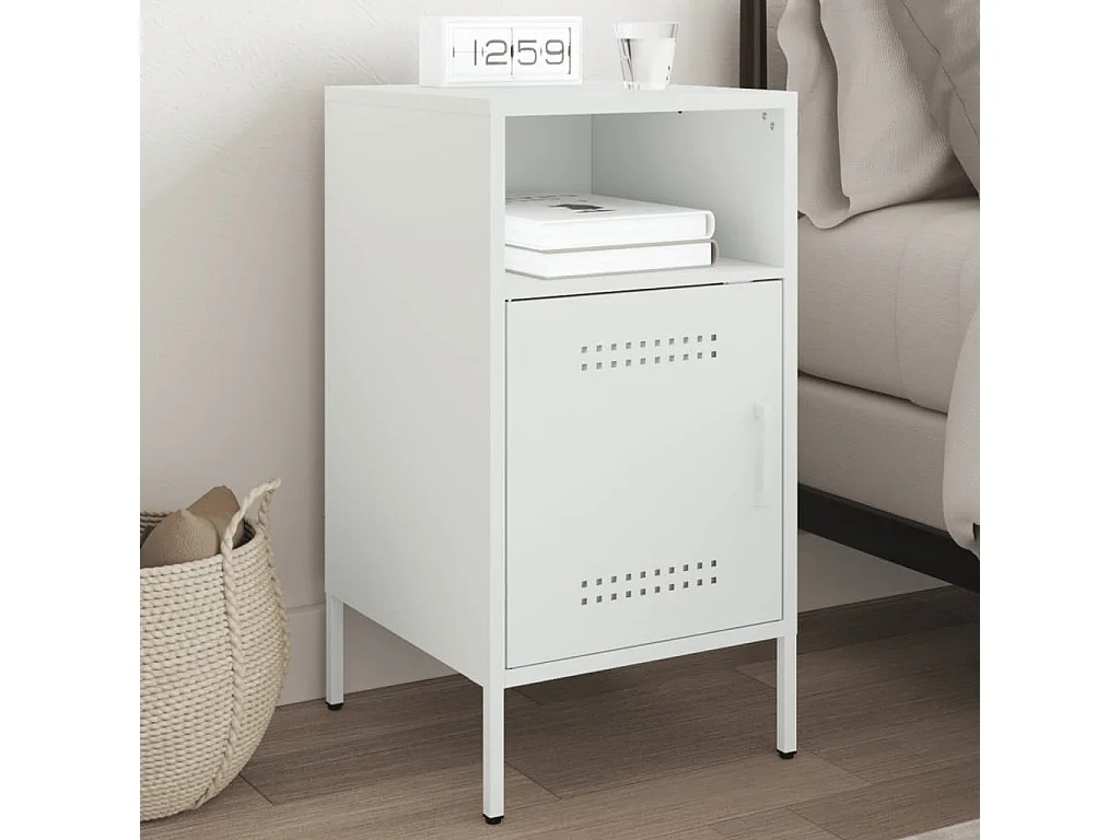 Nachttisch-Beistelltisch-Nachtschrank Weiß 36x39x68 cm Stahl SHL64734