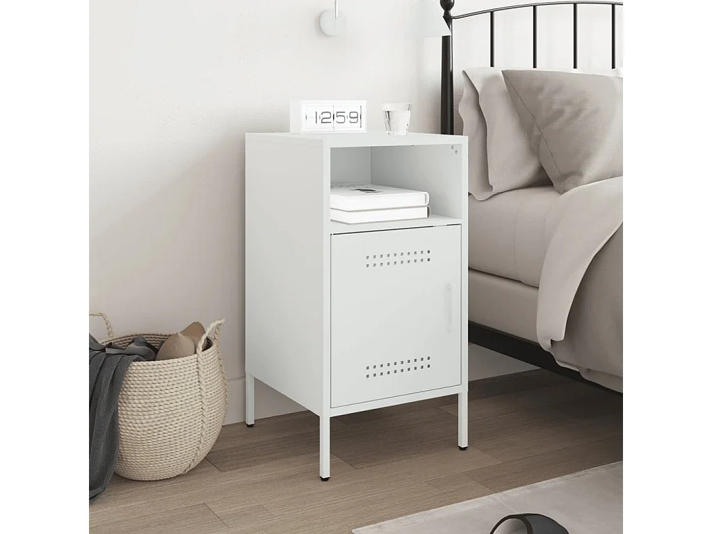 Nachttisch-Beistelltisch-Nachtschrank Weiß 36x39x68 cm Stahl SHL64734